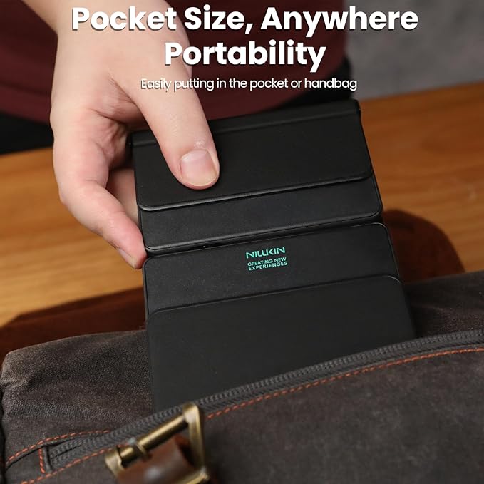 Nillkin Pocket Foldable Wireless Keyboard with Touchpad Numerical Pad for Travel Meeting for Tablet, Mobile Phone,Laptop, Full Size (Small) Keyboard (Black)