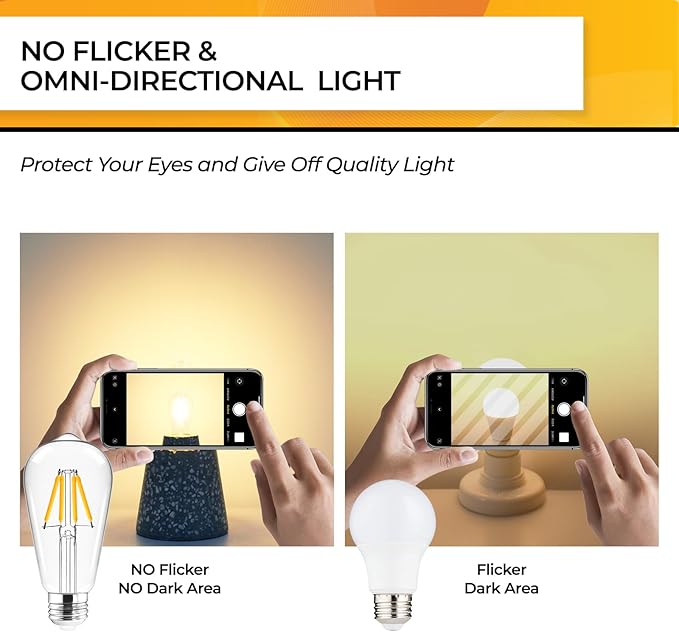 Hizashi Edison Bulbs Dimmable, 40 Watt, ST58/ST19 Vintage Light Bulbs, E26 LED Bulb 2700K Warm White, UL Listed, 4W 450lm 95+CRI E26 Base, Clear Glass, Pack of 24