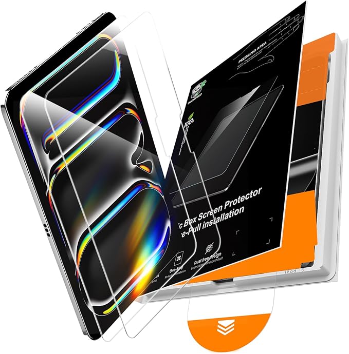 PandaShield 2 Pack Screen Protector for iPad Pro M5/M4 [13 inch] .(2025/2024),9H+ Tempered Glass film with Easy-Install box,Apple Pencil Compatible,Bubble Free,HD Clarity,Scratch Resistant