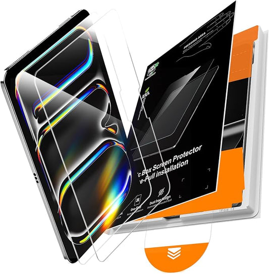 PandaShield 2 Pack Screen Protector for iPad Pro M5/M4 [13 inch] .(2025/2024),9H+ Tempered Glass film with Easy-Install box,Apple Pencil Compatible,Bubble Free,HD Clarity,Scratch Resistant