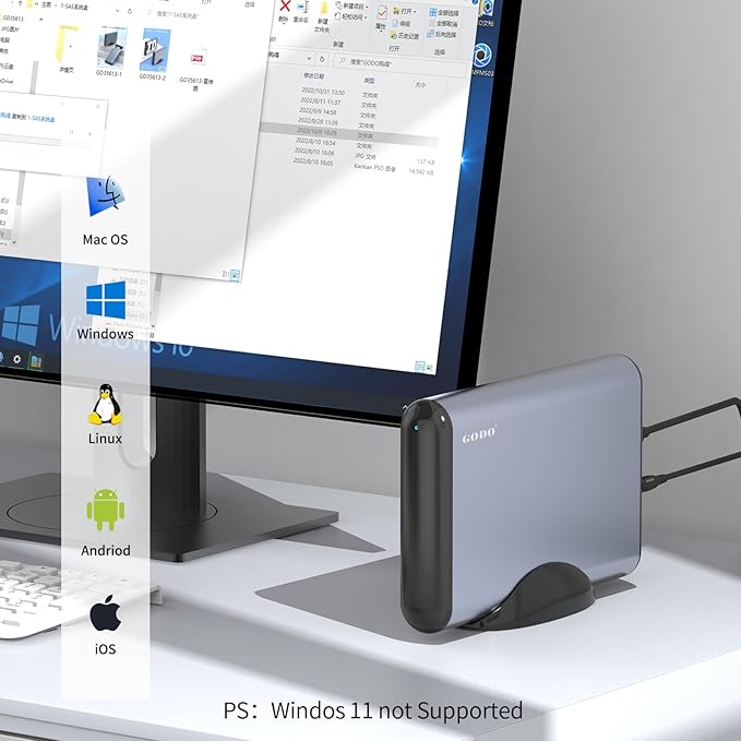 GODO SAS to USB 3.0 Hard Drive Adapter,SAS/SATA Hard Drive Enclosure Reader Docking Station for 3.5 inch HDD SSD with 12V/3A Power Adapter,Support up to 20TB and UASP Tool Free