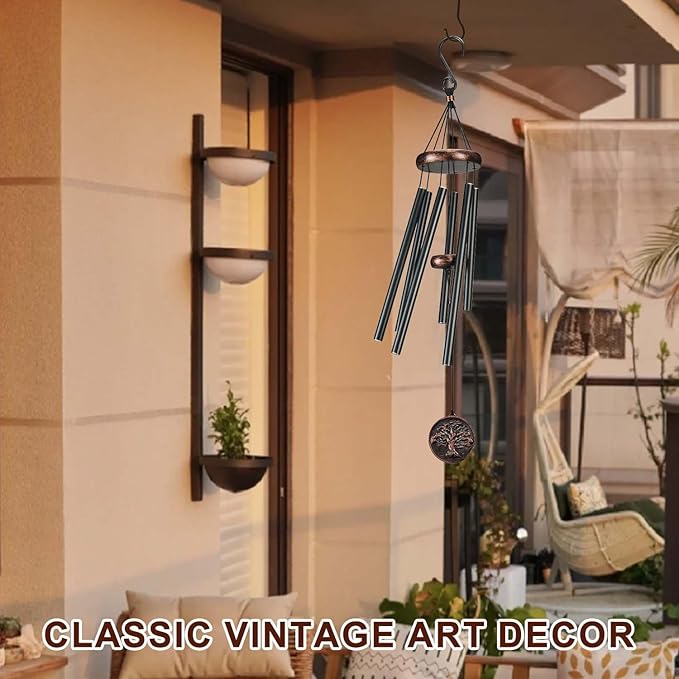 Memorial Wind Chimes for Outside, Sympathy Gifts for Loss of Loved One, Memorial Gift for Loss of Mom Dad Grandparent, Vintage Tree of Life Deep Tone Windchimes Outdoor (32" Tree of Life)