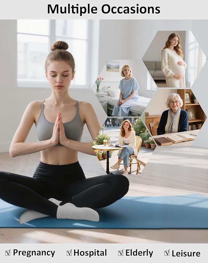 6 Pairs Pilates Socks for Women, Non Slip Yoga Socks with Grips for Barre Ballet Athletic Workout Barefoot Hospital