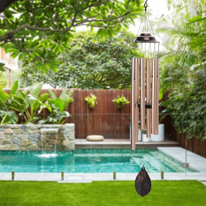 MUMTOP Wind Chimes for Outside - Deep Tone Memorial Sympathy Wind Chimes Outdoor, 38.5 Inch Windchimes Clearance for Garden, Patio,Yard Decor Gift (Golden)