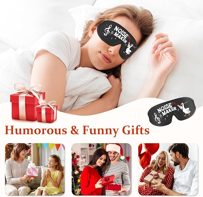 Funny 3D Zero Pressure Sleep Eye Mask for Men Women Side Sleeper, Adjustable Blackout Soft Breathable Eye Masks for Travel Nap Night Sleep, Humorous Gift Stocking Stuffers (Noise Maker)