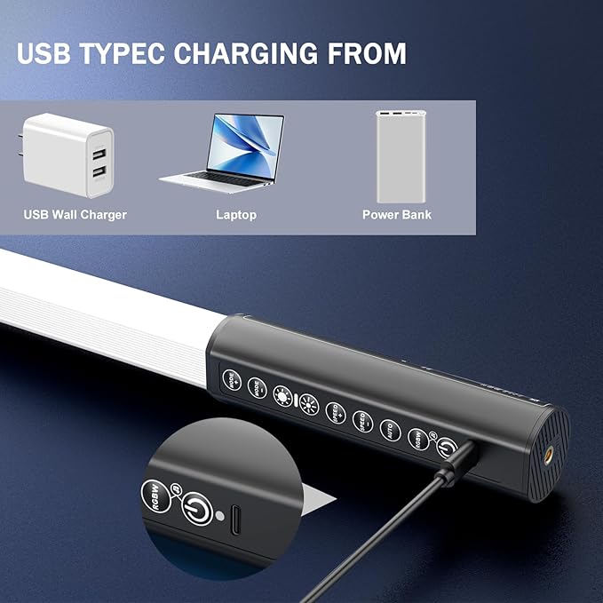 4Pack RGB Tube Light Bar with Stand, Battery Powered LED Video Light Wand Stick for DJ Lighting, Dance Club and Photography Lighting