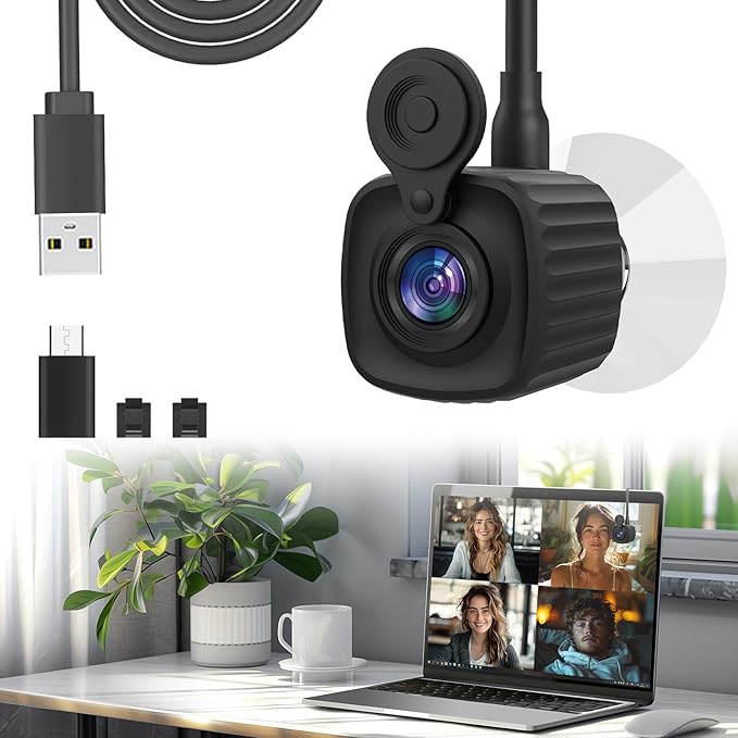 4K Autofocus Webcam with Eye Contact Correction Suction Moun Center Camera, Built-in Noise Canceling Microphone Privacy Cover USB Plug-and-Play for Zoom/Teams, PC Conferencing, Remote Calls