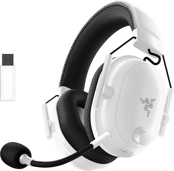 Razer BlackShark V2 Pro Wireless Gaming Headset: Super Wideband Mic - Pro Tuned FPS Profiles - 50mm Drivers - Plush Noise Isolating Earcups - 70 Hr Battery - Bluetooth - for PC, PS5, Switch 2 - White