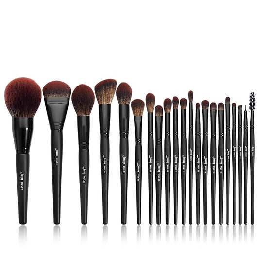 Jessup Makeup Brushes Set Premium Synthetic Powder Foundation Highlight Concealer Eyeshadow Blending Eyebrow Liner Spoolie Brush Set Black 21pcs T271