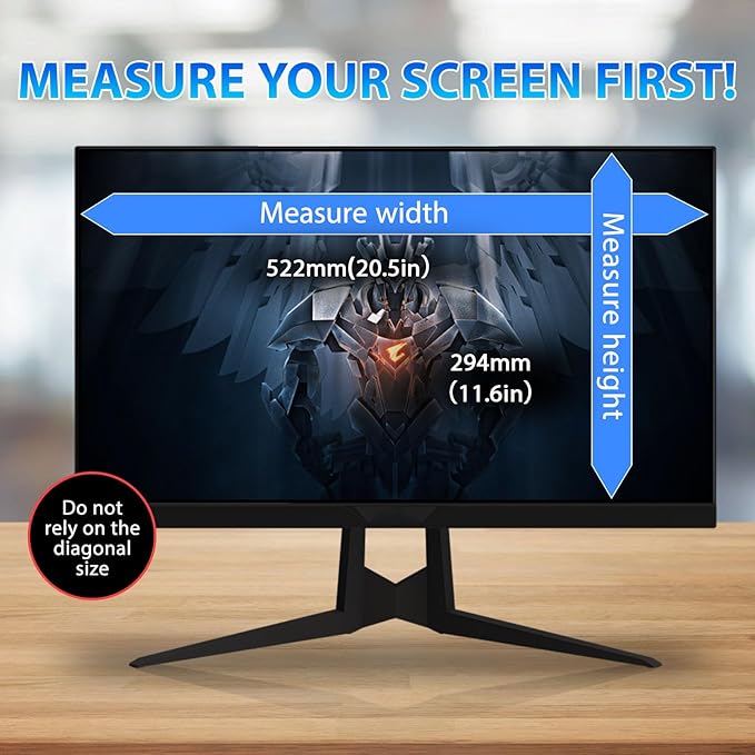 Computer Privacy Screen 23.6 Inch Magnetic, Removable Hanging Privacy Shield for frameless Monitor 16:9 Widescreen, Anti Blue Light, Anti-Glare Protector