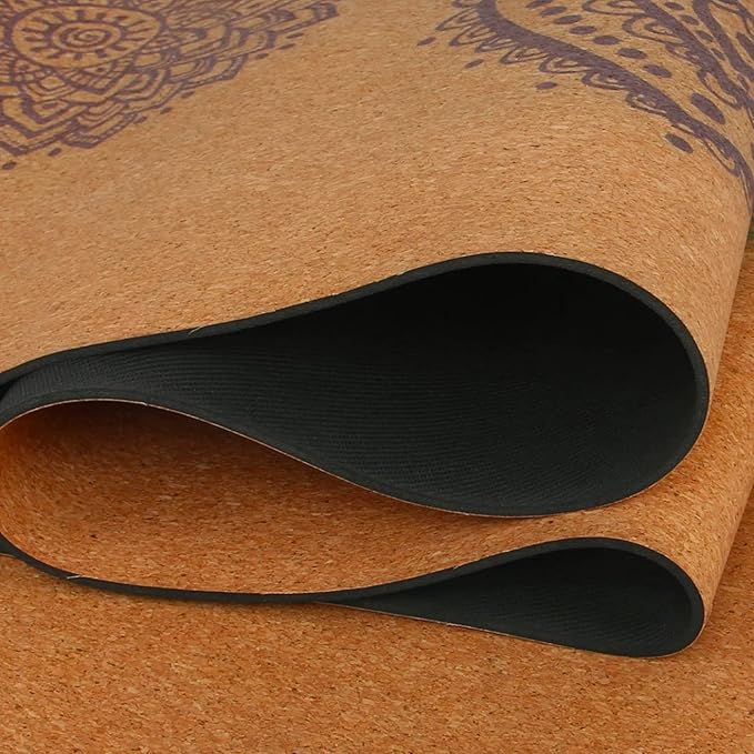 Shakti Warrior Cork Yoga Mat - Artist Designed, Premium Printed Eco-Friendly Non-Slip mat, Great for Regular & Hot Yoga, Pilates, Workouts 72 inch x 24 inch x 3mm Thick