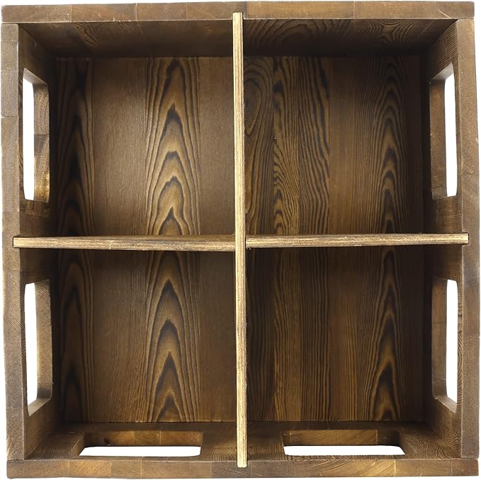 MyGift 4-Slot Vintage Brown Wood Foam Roller Storage Organizer, Wall Mounted or Floor Standing Holder Rack for Yoga Mats and Gym Accessories