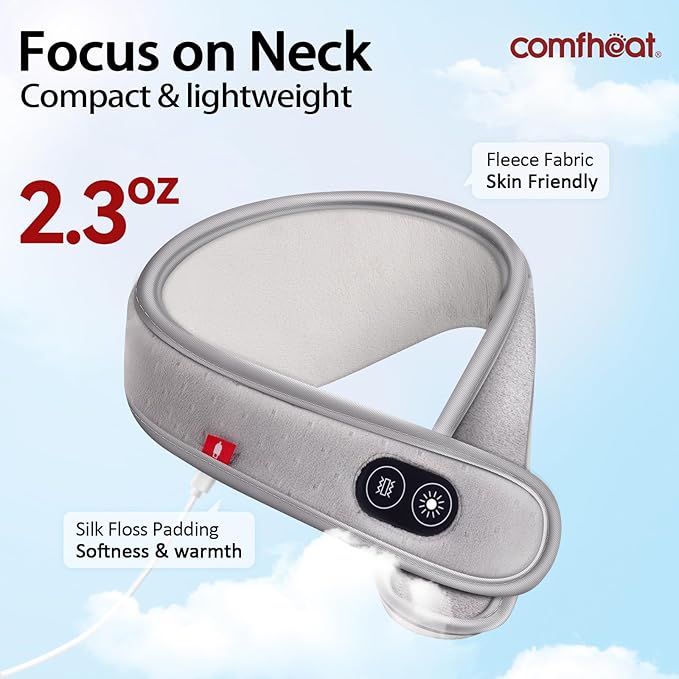 Neck Heating Pad with Vibration Massage for Neck Pain Relief, USB Heated Neck Wrap, Soft Neck Warmer for Soreness Stiffness, 3 Levels Heat & Massage, Auto-Off, (Not Rechargeable)