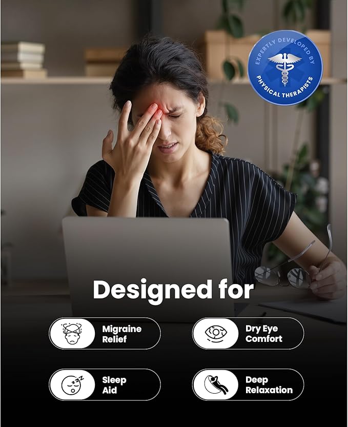 BOB AND BRAD Eye Massager with Heat and Cooling, EyeOasis 3 Elite Smart Eye Mask for Migraines, Heated Face Massager for Dry Eyes Strain Relief Improve Sleep, Birthday Gifts for Women Men Mom Dad