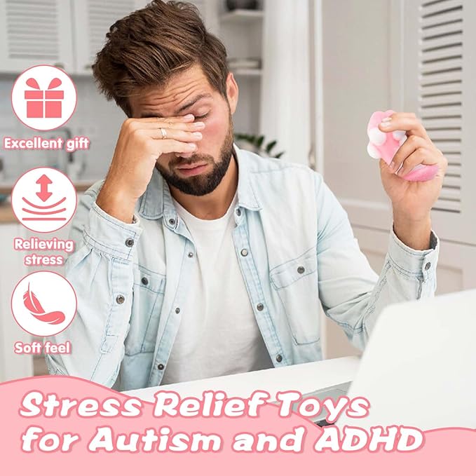 Cat Paw Squishies Fidget Toys, Ultra Soft Hand Made Fidgets Stress Balls for Adults Squeeze Toys for Autism, Goodie Bags Stuffers Birthday