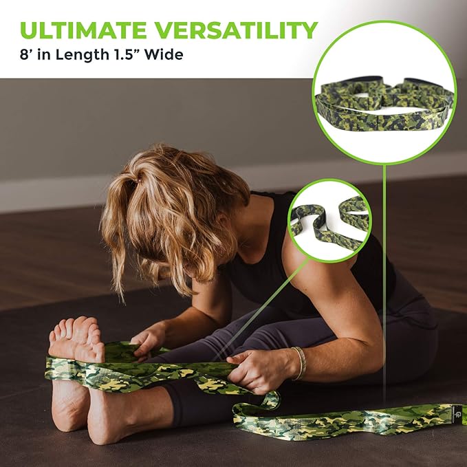 Gradient Fitness Stretching Strap for Physical Therapy, 12 Multi-Loop Stretch Strap 1.5" W x 8' L, Neoprene Handles, Physical Therapy Equipment, Yoga Straps for Stretching, Leg Stretcher.