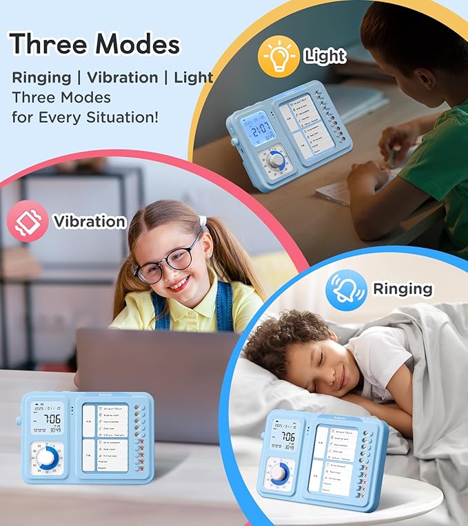 3-in-1 Visual Timer & ADHD Tool for Kids Adults, ADHD Task Timer with Chore Chat Board Schedule, Homeschool (Blue)