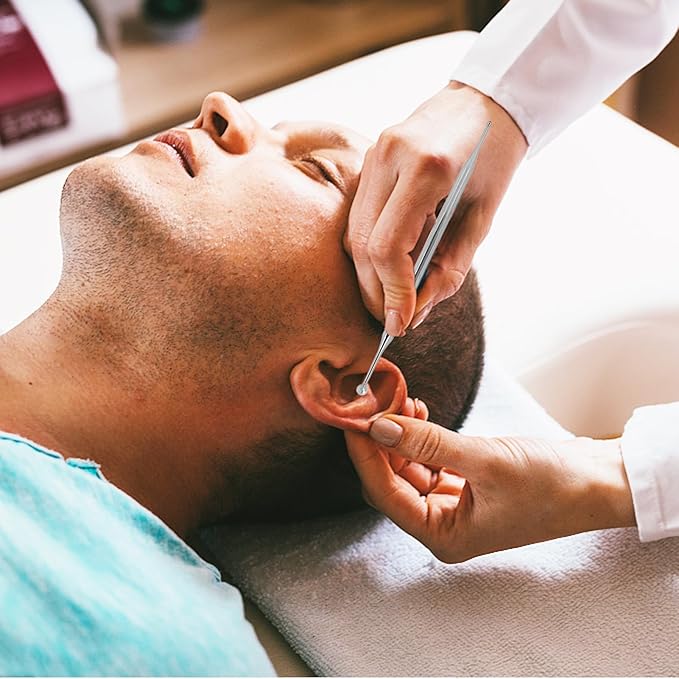 Agatige Dual Head Facial Reflexology Tools, Stainless Steel Face Acupressure Pen Portable Ear Acupuncture Body Point Probe Massage Tool for Deep Tissue(15cm)