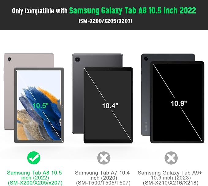 Rantice Galaxy Tab A8 Case with Kickstand, Hybrid Shockproof Rugged Cover for Samsung A8 Tablet, 10.5 Inch (SM-X200/X205/X207), Black+Blue