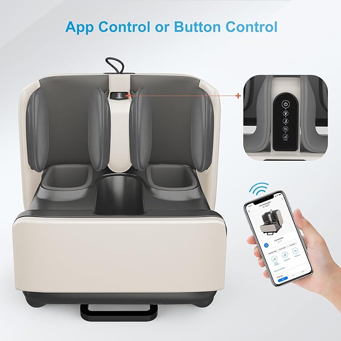 COMFIER 2-in-1 Shiatsu Foot Massager&Foot Rest,Foot and Calf Massager with APP Control,Heated Feet Massager for Foot Pain Relief,Gifts for Men Women