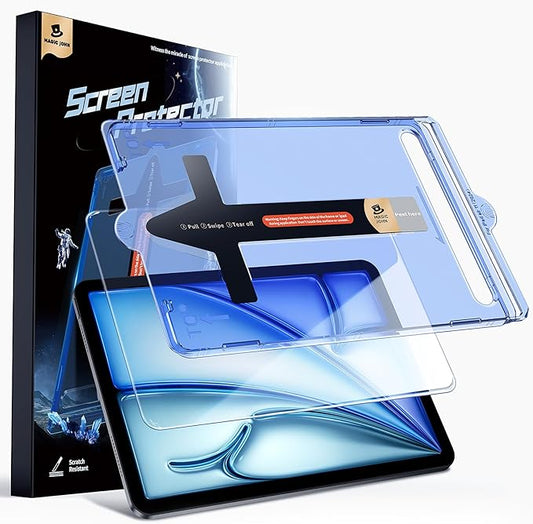 MAGIC JOHN for iPad Air 11 inch Screen Protector M2 [6th 2024] Tempered Glass, Auto Dust-Elimination, Bubble Free, HD Clear, Easy Installation,High Sensitivity