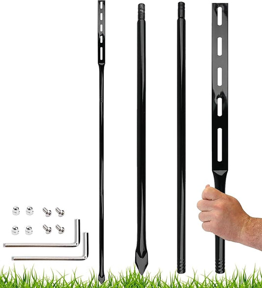 2Pack Metal Stakes for Yard Signs, 54 Inches Heavy Duty Metal Posts, with Hardware, Black