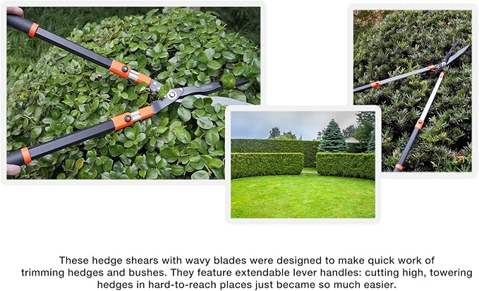 Hedge Shears Heavy Duty 32.5"-43" Extendable Handle Professional Garden Clippers Pruning Scissors Trimmer Yard Landscaping Tool