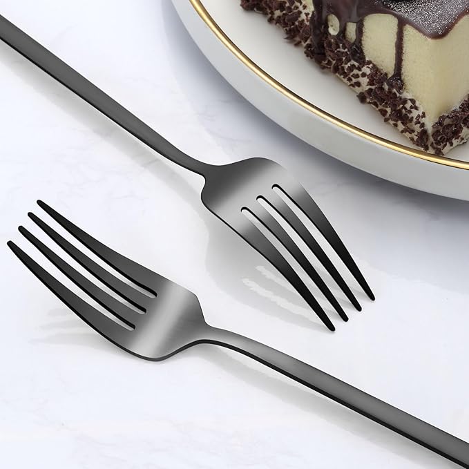 Pleafind 36-Pcs Matte Black Dinner Forks, 8.4 Inch Forks Silverware, Stainless Steel Fork, Silverware Fork, Mirror Polished Metal Forks for Home, Kitchen, Restaurant, Dishwasher Safe