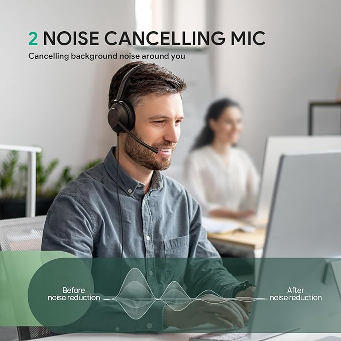 Yealink UH35 Wired Headset, USB Headset with Noise Cancelling Mic, Optimized for Skype and Zoom and Other Leading Conferencing Platforms, All-Day Comfort Design, Mute Button, Busylight