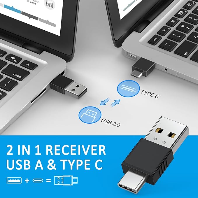 2 in 1 Type C USB Presentation Clicker Red Light, Wireless Presenter Remote PPT Clicker for Computer Presentations, Slide Advancer for Mac Laptop