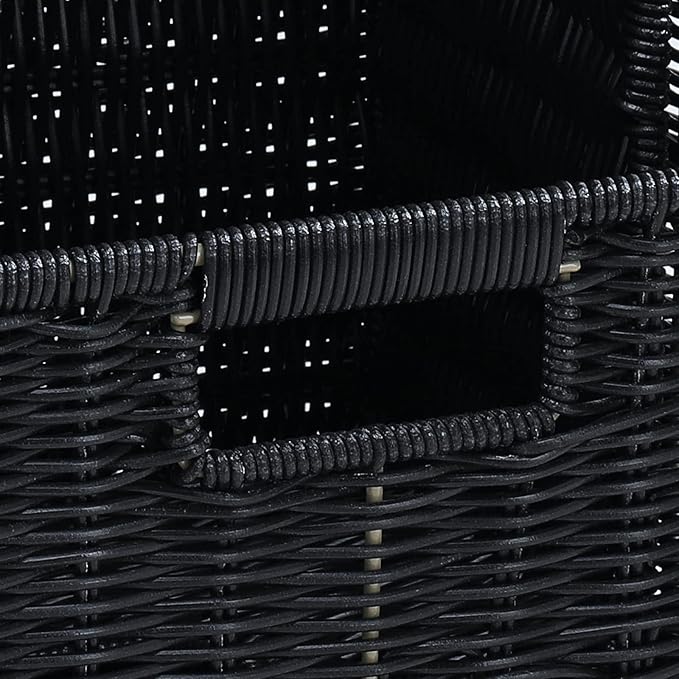 HOONEX Wicker Storage Baskets for Organizing, Decorative Woven Baskets for Storage with Carrying Handles, Set of 2, Black