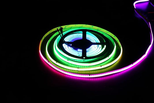 RGB cob led Strip with Music Mode/APP Control,Addressable COB RGB IC led Strip with 24V Adapter for Bedroom, DIY Lighting Projects (16.4FT(5M X 1))