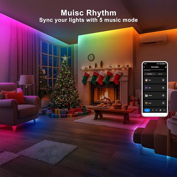 16.4ft Bluetooth RGB+IC COB Led Strip Light with App, Chasing COB Light Strip, Segmented Control, Music Sync, Color Changing Led Lights for Home Decor, Gaming, Cabinet, Desk