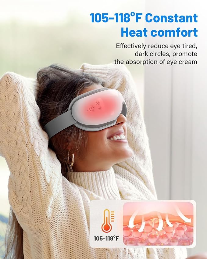 Morelax Eye Massager with Heat & Bluetooth Music, Birthday Gifts for Women, Reduce Eye Strain, Headache Relief and Improve Sleep, Eye Care Device for Migraine
