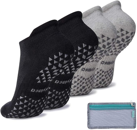 Hylaea Unisex Non Slip Socks with Grip for Yoga, Hospital, Pilates, Barre | Ankle, Cushioned