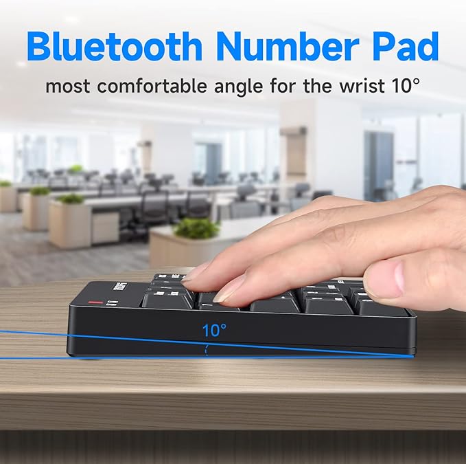 MOFII Bluetooth 5.1 Number Pad Wireless Numeric Keypad Silent 19 Keys USB Keypads, Portable Financial Accounting Numpad 10 Key for Laptop/Notebook/Surface Pro/PC - Black