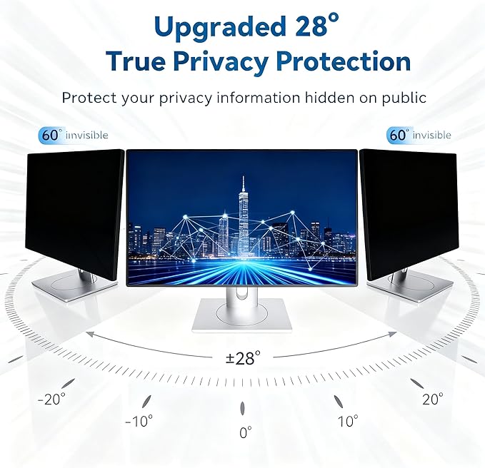 [1 Pack] 27 Inch Computer Privacy Screen Filter for 16:9 Monitor, Anti-Blue Light, Anti-UV Blue Light Blocking Removable Privacy Protector Shield, Hanging Type