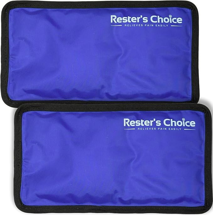 Rester's Choice Gel Cold & Hot Packs (2-Piece Set) Medium 5x10 in. Reusable Warm or Ice Packs for Injuries, Hip, Shoulder, Knee, Back Pain – Hot & Cold Compress for Swelling, Bruises, Surgery