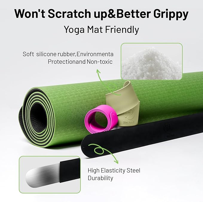 Slim Panda Yoga Mat Strap Slap Band, One Snap Keeps Mats Tightly Rolled, Heavy-Duty Clasp Fits Most Size Mats(24" L X 2" W)