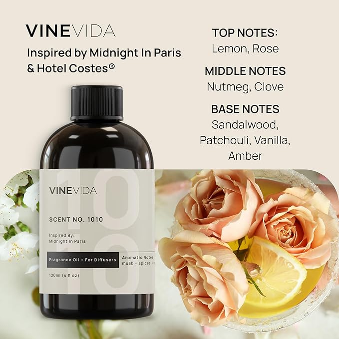 VINEVIDA (16oz) Hotel Fragrance Collection Diffuser Oil - Hotel Scents Diffusers for Home - Cold Air Diffuser Oil - Hotel Scent Essential Oil - Scent No.1010 Inspired by Hotel Costes