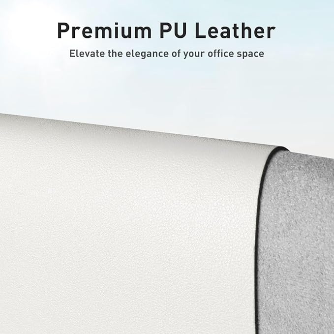 Aothia Leather Desk Pad Protector, Mouse Pad, Office Desk Mat, Non-Slip PU Leather Desk Blotter, Laptop Desk Pad, Waterproof Desk Writing Pad for Office and Home (23.6" x 13.7", Off-White)