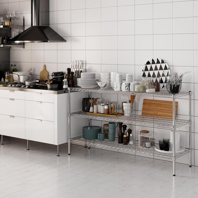 18" Deep x 60" Wide x 34" Height Wire Shelving Kit | 3-Tier | NSF Commercial Storage Rack Unit