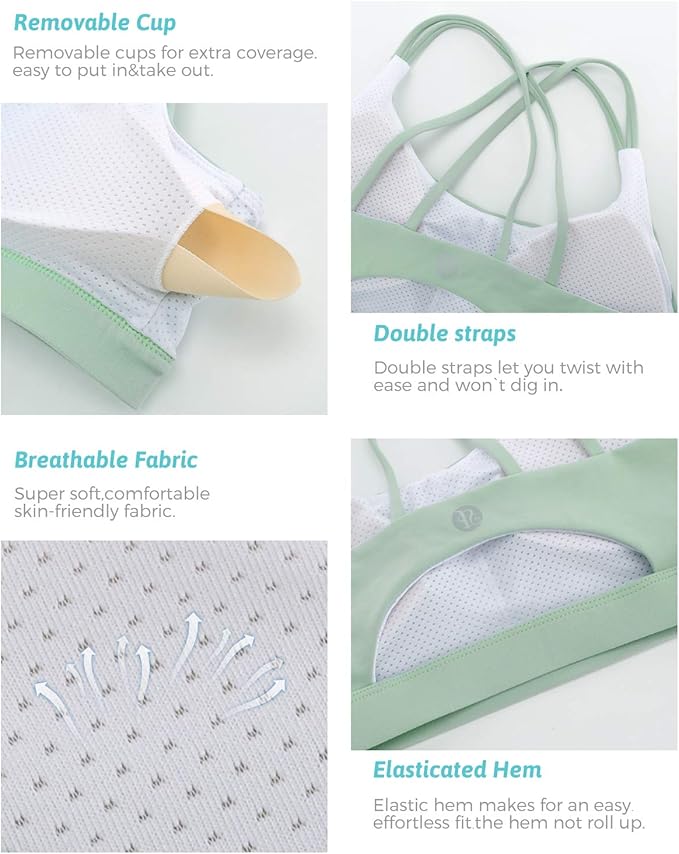 RUNNING GIRL Sports Bras for Women,Padded Sports Bra Tank Top Sexy Crisscross Back High Impact Longline Workout Yoga Bra