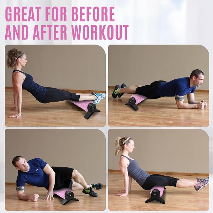 Trigger Point Foam Roller with Stand, 21 Inch Medium Density Foam Roller Long Back Roller Exercise Foam Roller for Physical Therapy, Muscles Deep Tissue, Pilates, Back Pain and Muscle Recovery (Pink)