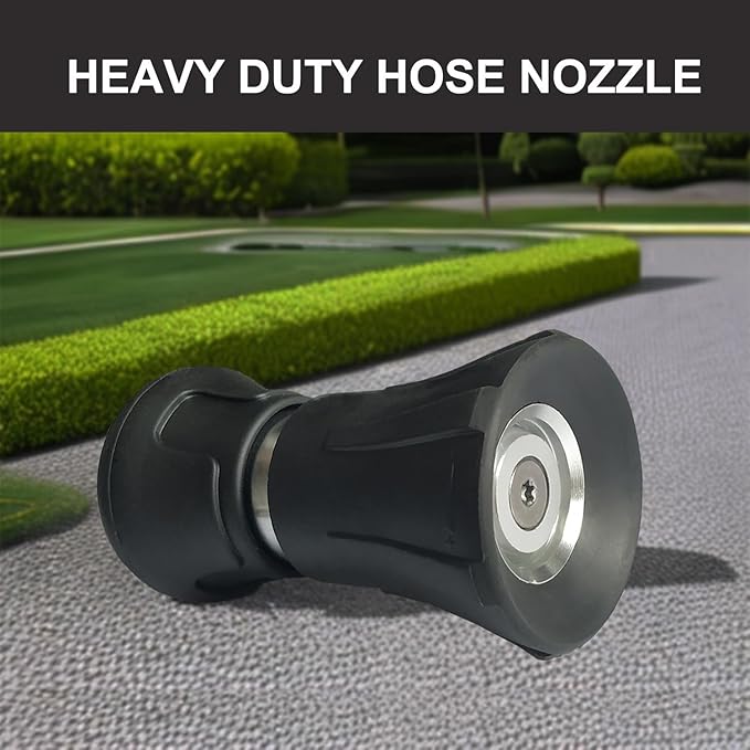 Heavy Duty Fireman Style Hose Nozzle - Fits All Standard Garden Hoses - High Pressure Sprayer Nozzle to Wash Your Car or Water Your Garden – Leak Proof (Black)