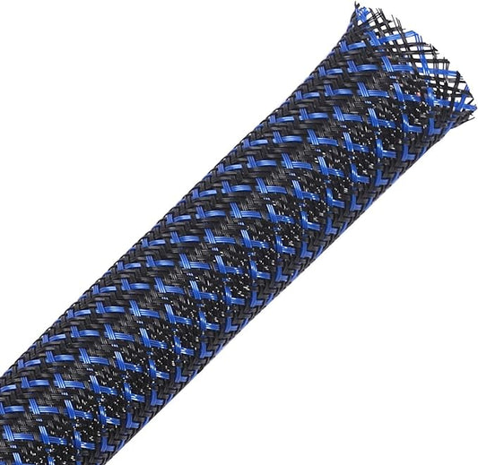 100ft - 1/4 inch PET Expandable Braided Sleeving – BlackBlue – Alex Tech Braided Cable Sleeve