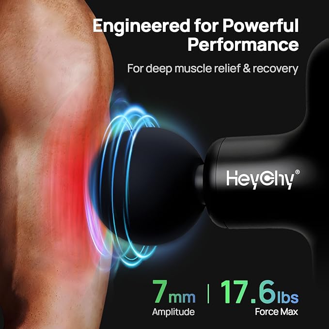 Mini Massage Gun Deep Tissue, Handheld Portable Mini Travel Size Percussion Deep Tissue Massager with 4 Attachments & 5 Speeds,Ideal Gift for Men & Women, Black