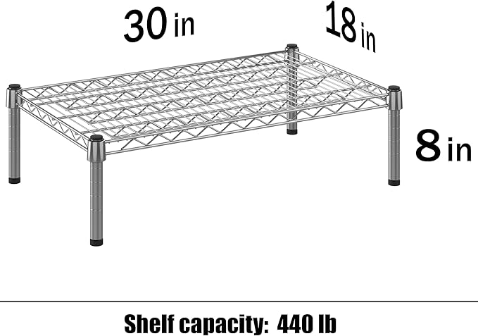 18" Deep x 30" Wide x 8" Height 1-Tier Wire Shelving Kit | NSF Commercial Storage Rack Unit