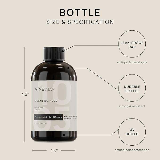 VINEVIDA (4oz) Hotel Fragrance Diffuser Oil - Hotel Scents Diffusers for Home - Cold Air Diffuser Oil - Hotel Scent Essential Oil - Scent No.1005 Inspired by Atlantis Hotel