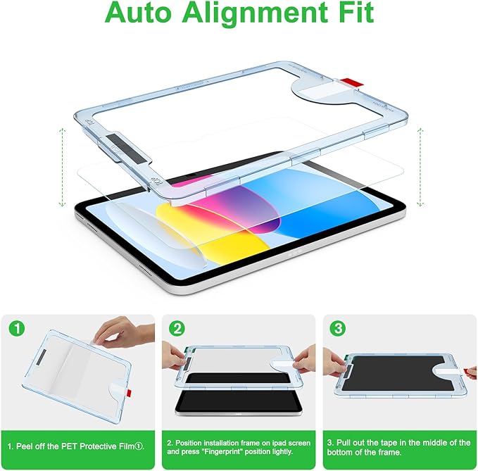 Bioton Nano-Texture Glass Screen Protector Compatible with iPad A16 11th Generation 2025 / iPad 10th Generation 2022, Auto Alignment Kit, Tempered Glass, Touch like Silk, Anti-Glare, Anti-Fingerprint